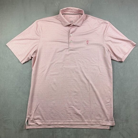 Johnnie-O Mens Shirt Large Pink Sands Judd Polo Prep-Formance Spots Spotted - Picture 1 of 12